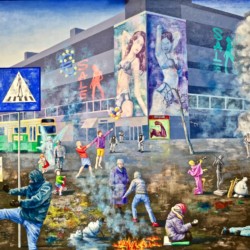 Juha Sääski – Häpeällistä 6, öljy kankaalle, 130 x 150 cm, 2018-19