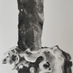 Penny Hallas – Aftermath 1, värikynä, lyijykynä, hiili, liitu, 218 x 76 cm, 2020