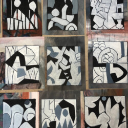 Jonathan Powell – When We Build Again: The Birth of Concrete (pysäytyskuvia kuvitteellisesta abstraktista tieteiselokuvasta), öljy kankaalle, n. 244 x 488 cm, 2020